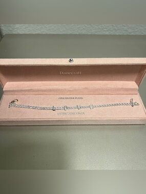 NEW Danecraft Cubic Zirconia Fine Silver Plated 'LOVE' Bracelet